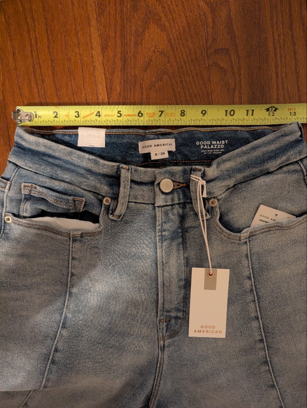 Good American Light Blue Good Waist Palazzo Wide-Leg Jeans - Picture 9 of 9